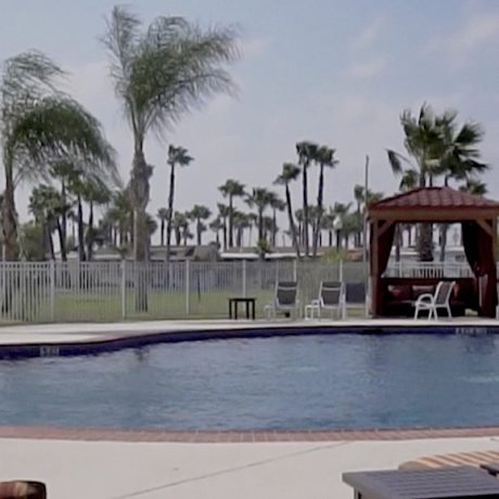 Pool with covered seating