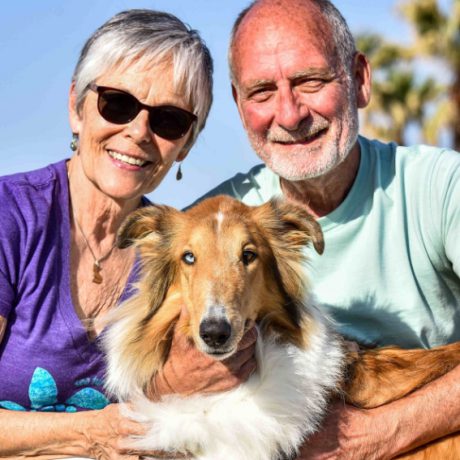 Happy couple with dog